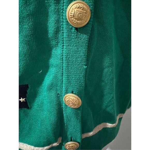 St. John Green jacket sweater with sailboat logo gold front buttons P - Picture 10 of 14